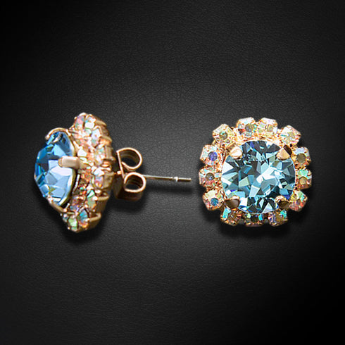 Auskarai "Grožis III (Akvamarino mėlyna)" su Swarovski™ kristalais